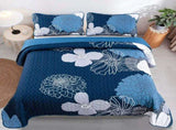 Frosted Magnolia Chic blue 3 Pc Bedspread & Pillow Cover Set V745-AC080380Q13U