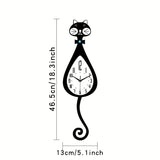 Black Cat-Shaped Clock Home Decor Clock Unique Wall Clock High-Quality Clock Cat V1347-115-BLA-23670
