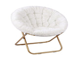 Artiss Cozy Saucer Chair Soft Faux Fur Folding Accent Chair for Bedroom White XFBS-AR-SAU-WH