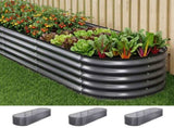 Green Fingers 3 Pcs Raised Garden Bed Kit Oval Galvanized Steel Planter Boxes 240x80x42cm, Heavy GARDEN-OVAL-2408042X3