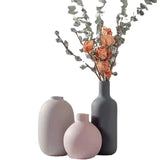 Small Vase Three-Piece Set, Desktop Round Cute Ceramic Flower Vase Simple Soft Home V1192-AZ-W-15844
