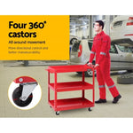 Giantz 3-Tier Tool Cart Trolley Workshop Garage Storage Organizer Red TB-CART-3L-RD