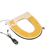 USB-Powered Heated Toilet Seat Cover with Soft Plush and Waterproof PU Leather, Adjustable V1341-ZY-J7PZFY5K-GREY