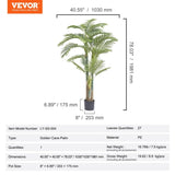 VEVOR Artificial Gold Cane Palm Tree, 2m Tall Faux Plant, PE Material & Anti-Tip Tilt Protection V952-RZRDZW65FT1JI8DP4V0