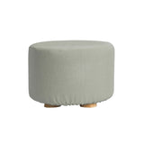 Fabric Ottoman Round Wooden Leg Foot Stool - GREY V274-FT-GQST01-GY