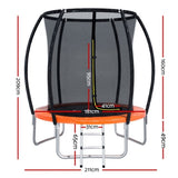 Everfit 6FT Trampoline for Kids w/ Ladder Enclosure Safety Net Rebounder Orange TRAMPO-C-C6-OR