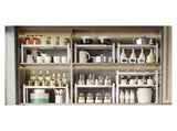 Tabletop Kitchen Storage Rack White Plastic Double Layers Telescopic Kitchen Shelf Organizer for V1294-YM0521-3118220328711
