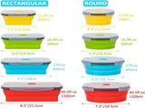 Collapsible Food Storage Bowls with Vented Lids, 8 Pieces Set 4 Rectangular & 4 Round Silicone V1188-MS-601-010