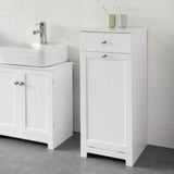 White Bathroom Cabinet with Laundry Basket and Drawer V178-85024