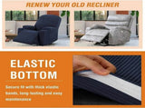 Power Lift Recliner Chair Cover, Stretch Jacquard Slipcover with Side Pocket, Navy Blue V1188-MS-721-273