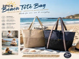 Dark Grey & Beige Waterproof Beach Tote 2 Pack Swim Travel Handbags V1221-XM-LB632-GM48