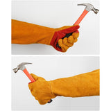 23.6 Inch Long Sleeves Leather Welding Gloves for Men, Heat Resistant Barbecue Stove Fire Gloves, V1369-AZ3-W-18936