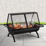 Grillz Fire Pit BBQ Grill Outdoor Fireplace Steel FPIT-BBQ-9168-BK