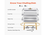 Chafing Dish Buffet Set, 8 Qt 4 Pack, Stainless Steel Chafer with 4 Full Size Pans, Rectangle V952-ZFXBXGBLSTGKXK5LUV0