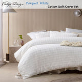 Vintage Design Homewares Parquet White Cotton Quilt Cover Set Double V442-HIN-QUILTCS-PARQUET-WHITE-DS