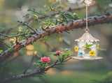 Hanging Mesh Birdfeeder w Flowers Bird 58cm V637-24852BRD