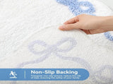 Blue Scalloped Bath Mat - Cute Bow Bathroom Rugs Small Non Slip Bath Mat, Soft & Absorbent Bath Rugs V1258-DP02-C-559