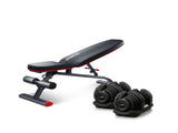 Powertrain 80KG Adjustable Dumbbell Set with FID Weight Bench BF2-040-2-01B