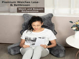 1 Piece Extra Large Back Cushion with Armrests for Bed and Sofa, Black V1188-MS-325-0130