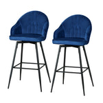 Artiss 2x Bar Stools Velvet Swivel Metal Legs Blue BA-K-9969-BLX2