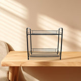 Black Double-Tier Kitchen Storage Rack Organizer for Coffee Station, Spice Bottles, and Seasoning V1370-AZ4-08682