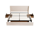Artiss Queen Upholstered Bed Frame with 3 Storage Drawers Wingback Headboard Heavy Duty Metal BFRAME-G-SEAN-Q-BG-ABCD