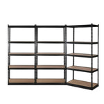 3x1.5M Warehouse Shelving Racking Storage Garage Steel Metal Shelves Rack WR-E-7X15-BKX3