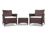 Gardeon 3PC Outdoor Bistro Set Patio Furniture Wicker Setting Chairs Table Cushion Brown ODF-BISTRO-RATTAN-BR