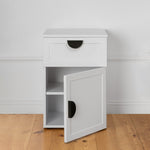 PORTO BEDSIDE TABLE - WHITE - HAMPTONS - HALF MOON BLACK V164-ECS13WHB04B