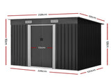 Giantz Garden Shed 2.38x1.31M Sheds Outdoor Storage Tool Metal Workshop Shelter Sliding Door SHED-FLAT-4X8-ABC