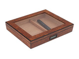 Cigar Humidor Box Portable Cedar Wood Glass Top Cigar Storage Case with Digital Hygrometer Brown V1294-YM0626-3117230001411