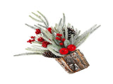 35cm Tabletop Xmas Tree Bark Wooden Barrel Decoration Artificial Bouquet Ornament for Home Hotel V1294-YM0901-3115240094713