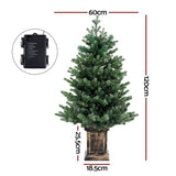 Jingle Jollys Christmas Tree 1.2M LED Potted Xmas Tree Party Decor 8 Light Modes XM-TR-4FT-GR-LED-POT
