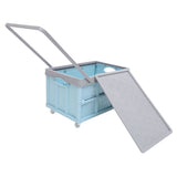 Foldable Plastic Storage Box with Wheels Blue Stackable Container for Home Storage V1366-AZ2-W-13914