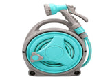 15M Portable Garden Hose Reel with Nozzle Handheld Water Hose Holder Reel for Outdoor Watering Green V1294-YM0901-3111250213811
