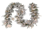 Christabelle 2.74m Christmas Garland Snow Frosted Colonial Tree Decoration Ornament White Green 112_NATFC103