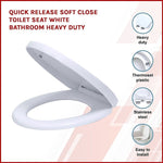 Quick Release Soft Close Toilet Seat White Bathroom Heavy Duty V63-824401