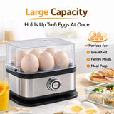 Multifunctional Electric Egg Cooker Holds 6 Eggs, Timer Control, Soft to Firm Doneness, Quick V1232-ZDQ-001