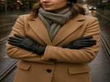 Ladies Genuine Sheepskin Leather Gloves Fleece Lined Warm Winter Womens in Black V563-BR-77-0004-BLK-L
