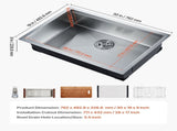 30 inch Kitchen Sink Workstation, 304 Stainless Steel Undermount Sink, Drop-In Single Bowl Farmhouse V952-QRSSCTXPDC30WNDLEV0