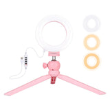 12Cm Led Ring Light With Usb 3 Modes Dimmable Cold Shoe Tripod Ball Head - Pink V562-F1903TKP