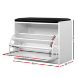 Artiss Shoe Rack Cabinet Bench 15 Pairs White Kyla FURNI-O-SHOE-BEN01-WH