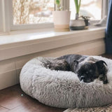 Plush Donut Faux Fur Calming Pet Nest - Grey - M V915-ZP0096-M