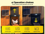 Giantz Automatic Chicken Coop Door 37cm Solar Powered Smart App Control Black FIK-COOP-DOOR-SOLAR
