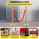 Velvet Ropes and Posts, 5 ft/1.5 m Red Rope, Stainless Steel Gold Stanchion with Ball Top, Red Crowd V952-TDZQTHRSGLZJ4238FV0
