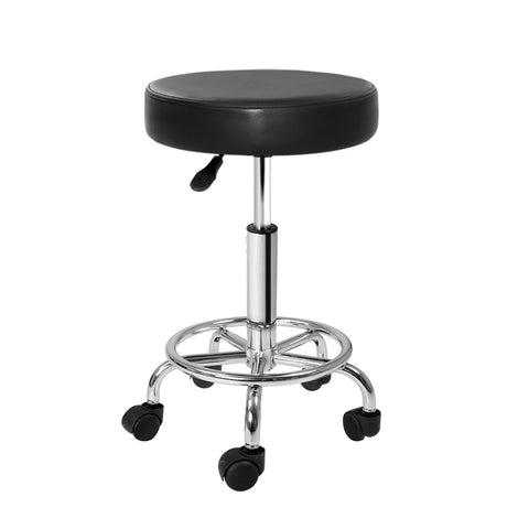 Artiss Salon Stool Round Swivel Chair Black SALON-B-RD-BK