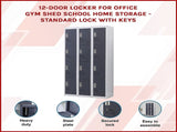 12-Door Locker for Office Gym Shed School Home Storage - Standard Lock with Keys V63-839011