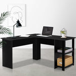 Artiss Computer Desk Shelf L-Shape Black 136CM FURNI-N-DESK01-BK-AB