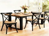 Artiss 4x Dining Chairs Rattan Wooden Kitchen Accent Chair Cafe Lounge Rubber Wood DINC-G-RA-BKX4