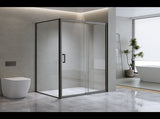150mm Adjustable Single Door Corner Sliding Glass Shower Screen in Black V63-846201